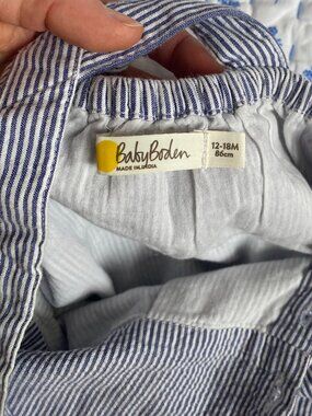 Baby Boden seersucker elephant bubble romper, 12-18m